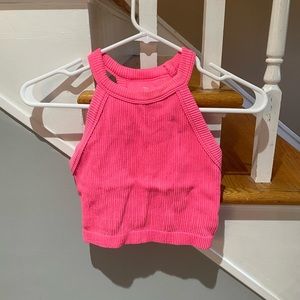 Aerie Hot Pink Seamless High Neck Bra Top